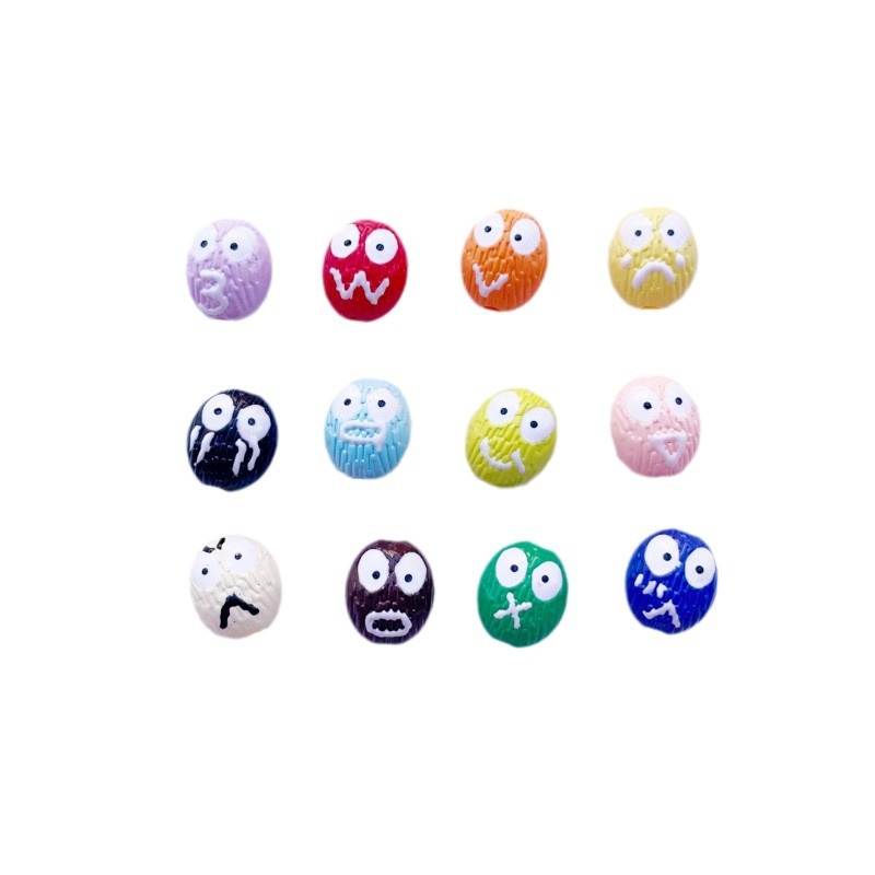 Hand Painted Coal Ball Acrylic Beads 12mm Colorful Expression 20pcs 5