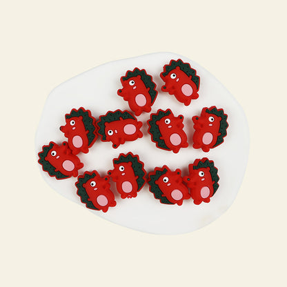 Silicone Focal Beads Hedgehog Colorful Side Profile 20pcs 6