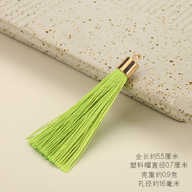 Colorful Polyester Fringe Tassel Keychain with Golden Cap 55mm 50pcs 9