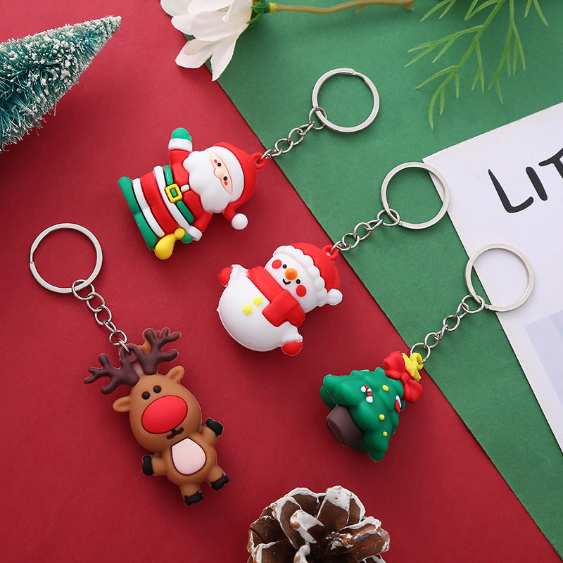 Silicone Christmas Snowman Keychain Cartoon Holiday Characters 2