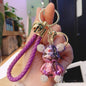 Acrylic Electroplated Bear Keychain with Braided Strap and Crystal Accents 11