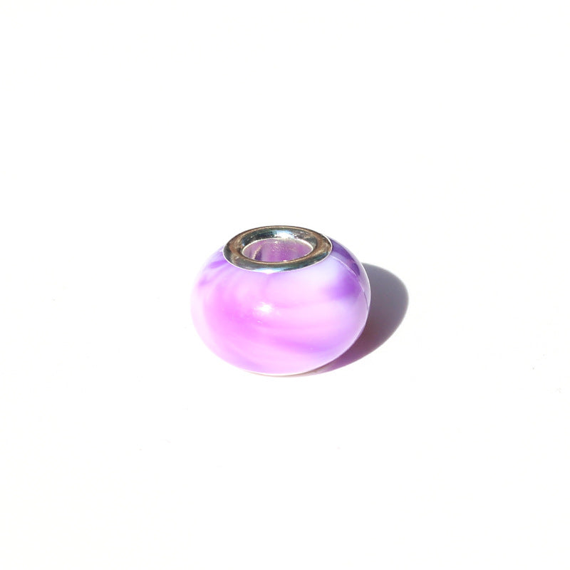 Blooming Color Marble Resin Spacer Beads 14mm Glossy Metal-Lined Hole 100pcs 8