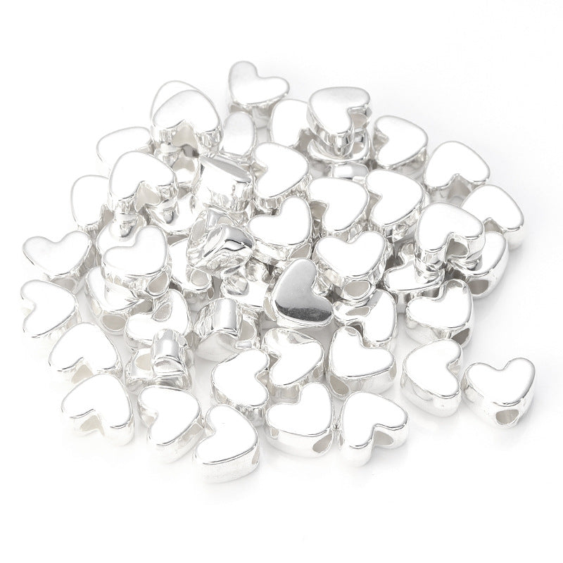 Plating Heart Acrylic Beads 12mm Large Hole Mixed Colors 100pcs 6