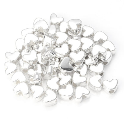 Plating Heart Acrylic Beads 12mm Large Hole Mixed Colors 100pcs 6