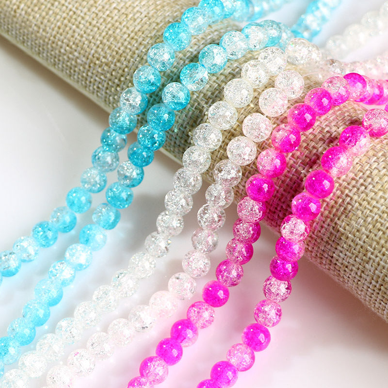 Crackle Round Glass Beads 10mm Vibrant Fractured Texture 2Strands 5