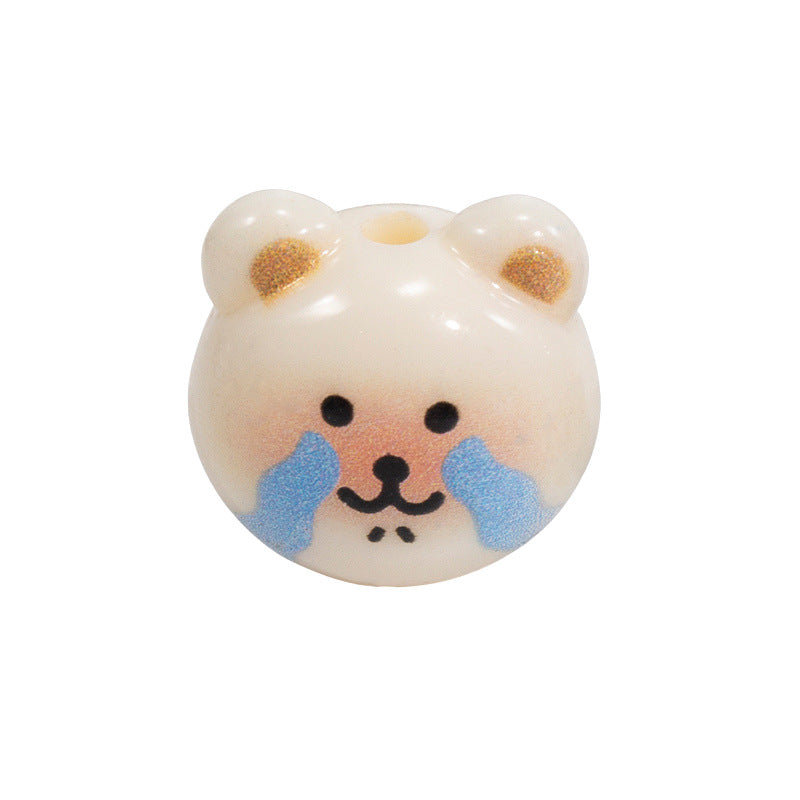 Cartoon Character Bear Head Acrylic Beads 17mm Colorful 10pcs 34
