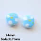 Doraemo Series Acrylic Square Beads 13mm Light Blue White 20pcs 15