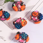 Embellished Halloween Clay Beads 28mm Pumpkin Spider Cat 5pcs