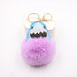 Plush Shark Keychain Blue Leather Face Fluffy Pom Pom Belly 12