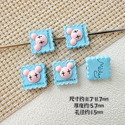 Strawberry and Mouse Metal Beads 13mm Pastel Painted Cookie Design 10pcs 18