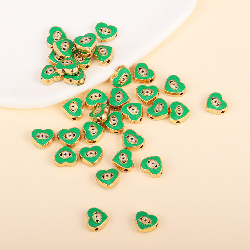 Irregular Shaped Metal Beads Double-Sided Enamel Evil Eye 20pcs 46