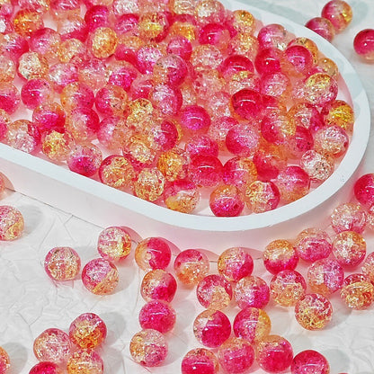 Crackle Glass Beads Round 10mm Transparent Mixed Colors 50pcs 66