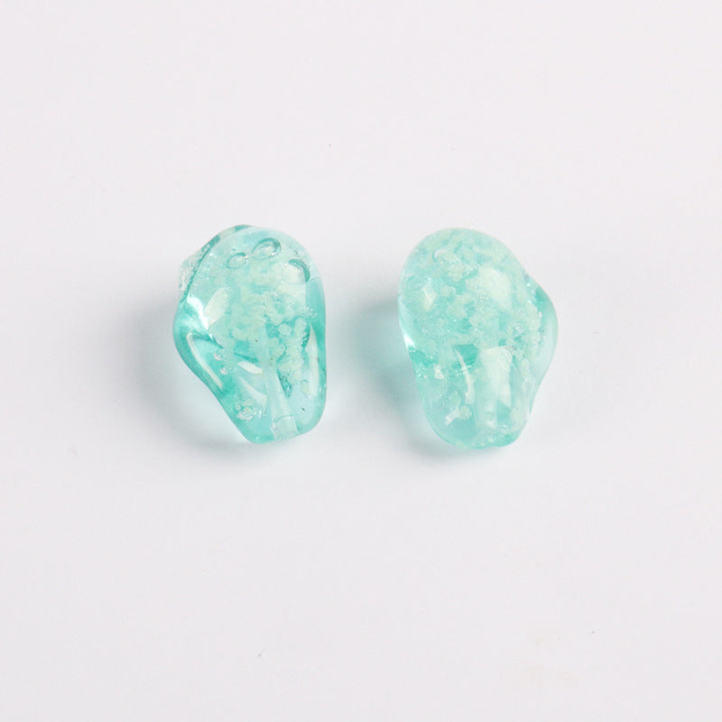 Lampwork Glass Beads Irregular Bone Shape 12mm Glow In The Dark 10pcs 12