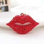 Rhinestone Lip Keychain Crystal Encrusted Gold Hardware Metal 2
