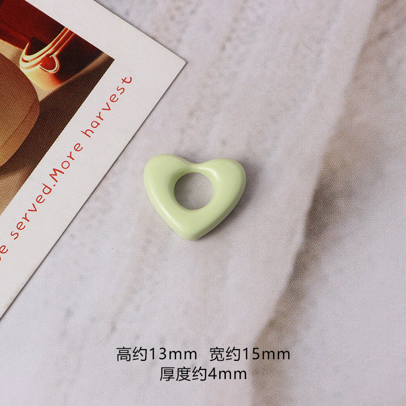 Heart Metal Beads 15mm Morandi Color Hollow Alloy 10pcs 10