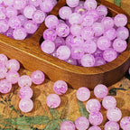 Frosted Round Glass Beads 8mm Marbled Soft Matte Gold Veining 50pcs 17
