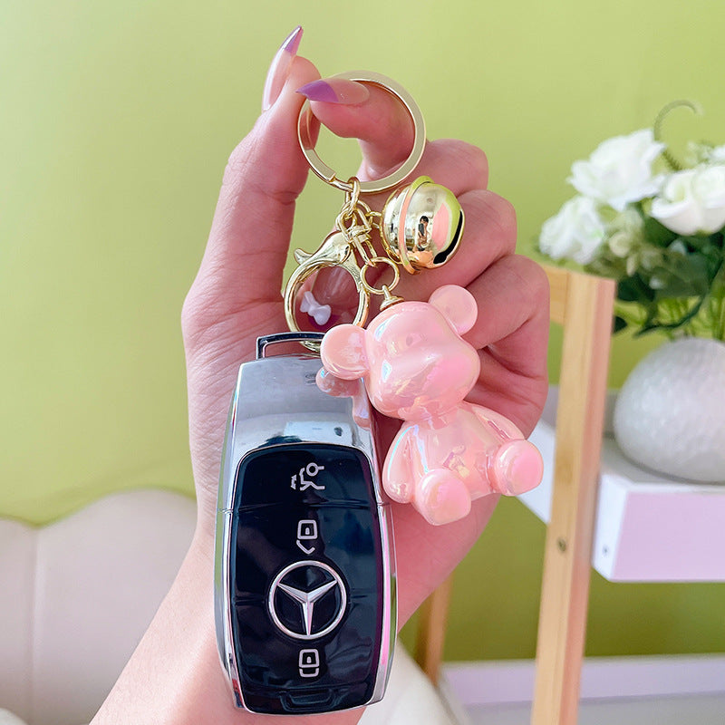 Candy Bear Keychain Metal Electroplated Glossy Finish with Gold Bell 4