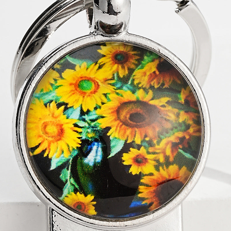 Metal Sunflower Bottle Opener Keychain Floral Design 4