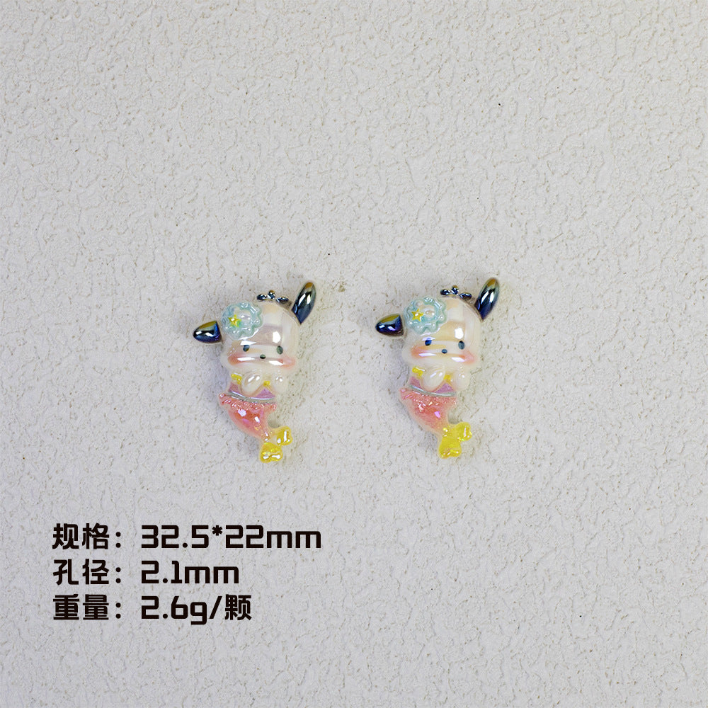Plating Mermaid Resin Beads Whimsical Pastel Fantasy 20pcs 9