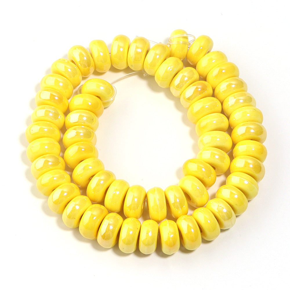Ceramic Flat Round Spacer Beads 9mm Colored Abacus 55pcs 19