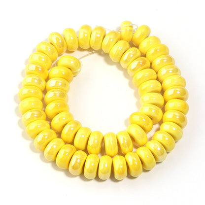 Ceramic Flat Round Spacer Beads 9mm Colored Abacus 55pcs 19