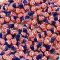 Round Clay Beads 8mm American Flag Design Polymer 100pcs
