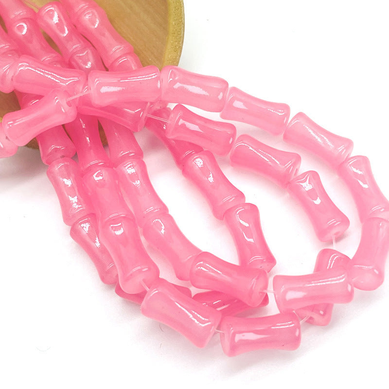 Transparent Bamboo Shape Glass Beads 6x12mm Glossy Finish 5 Strands 5