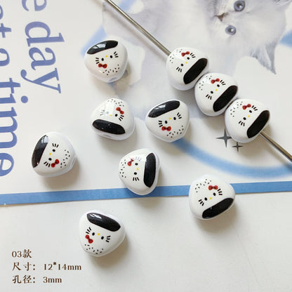 Hello KT Onigiri Acrylic Beads 14mm Painted Glossy 10pcs 5
