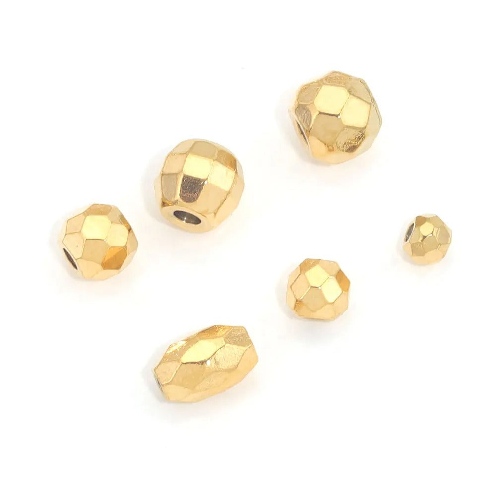Stainless Steel Faceted Metal Beads 3-6.5mm Mixed Gold and Steel 10pcs 3