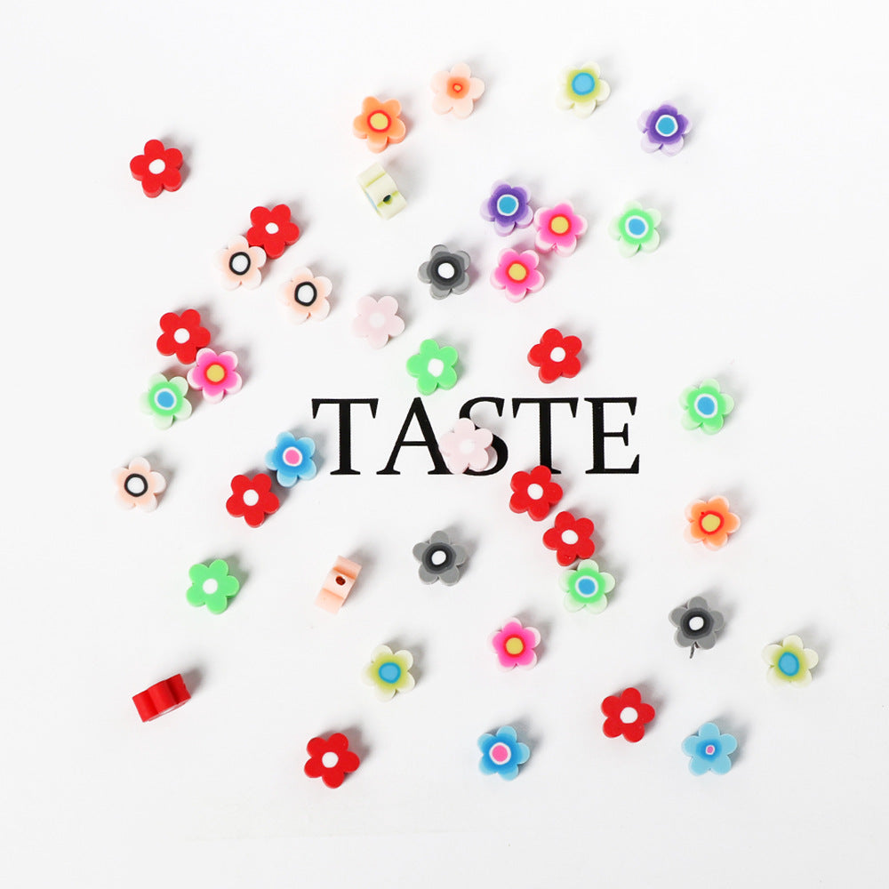 Flower Clay Beads 9mm Colorful Five-Petal Polymer 100pcs 3