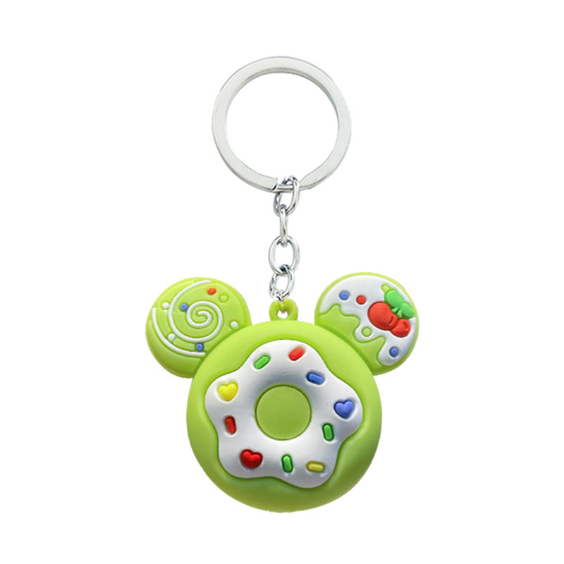 Cartoon Donut Keychain PVC Pastel Colors Big Ears Design 5