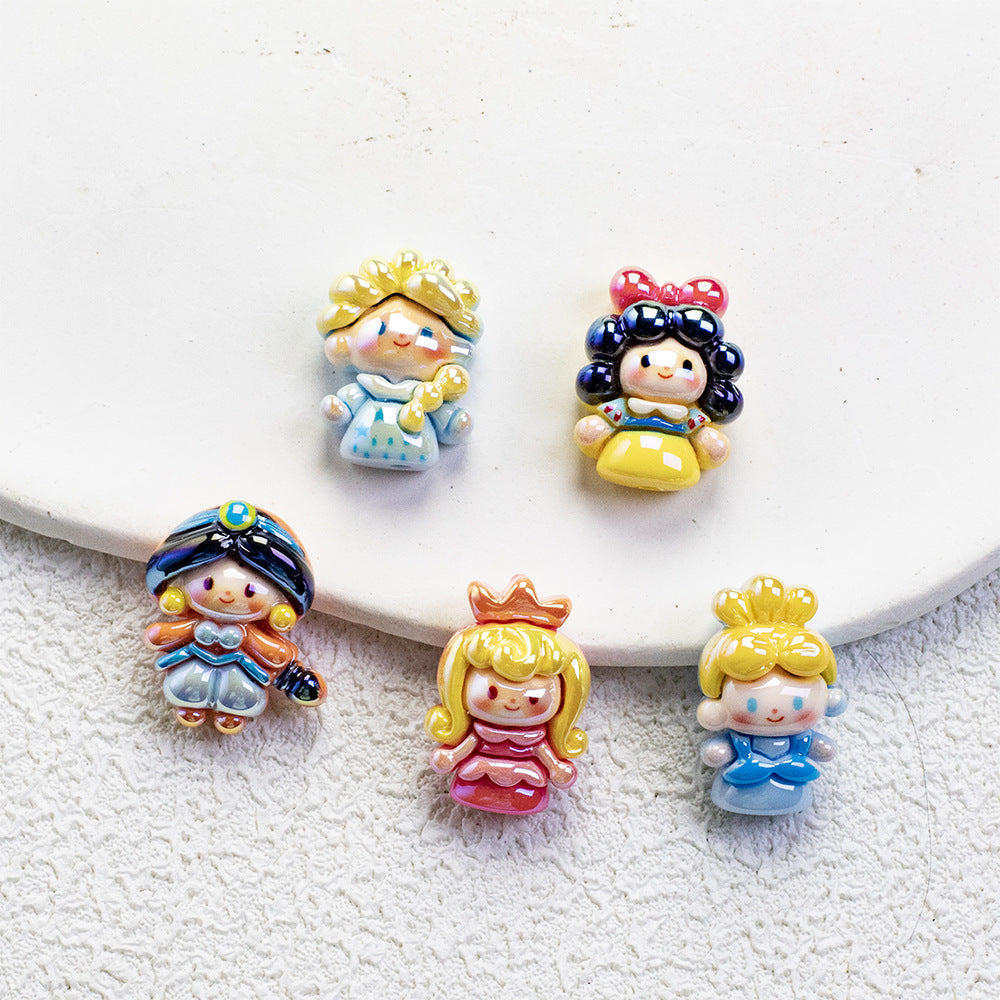 Disney Princess Series Vertical Hole Resin Beads Chibi Style 20pcs 3