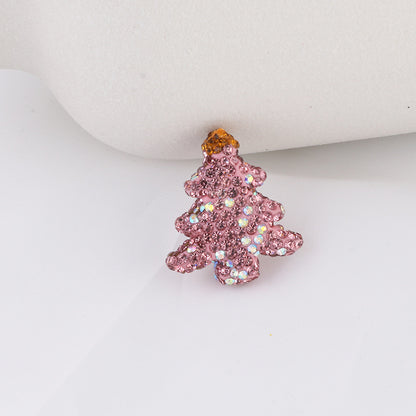 Polymer Clay Christmas Tree Rhinestone Beads 27mm Pre-Lit 2pcs 12