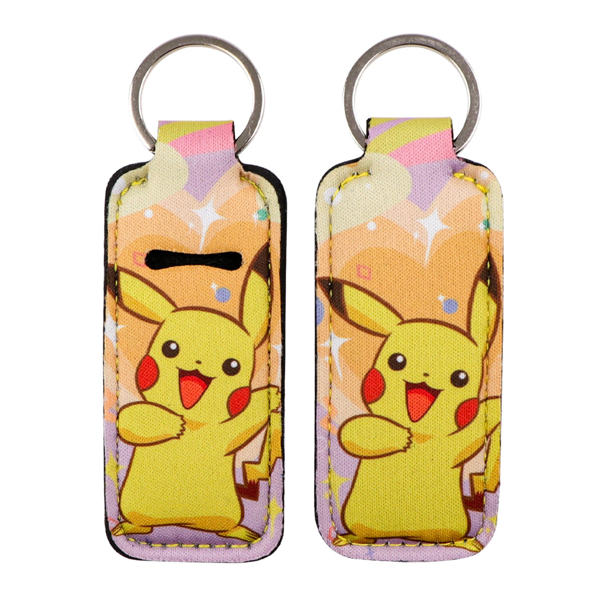 Cartoon Character Chapstick Holder Keychain Neoprene Colorful 8pcs 9