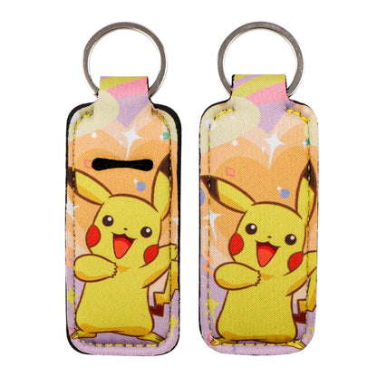 Cartoon Character Chapstick Holder Keychain Neoprene Colorful 8pcs 9
