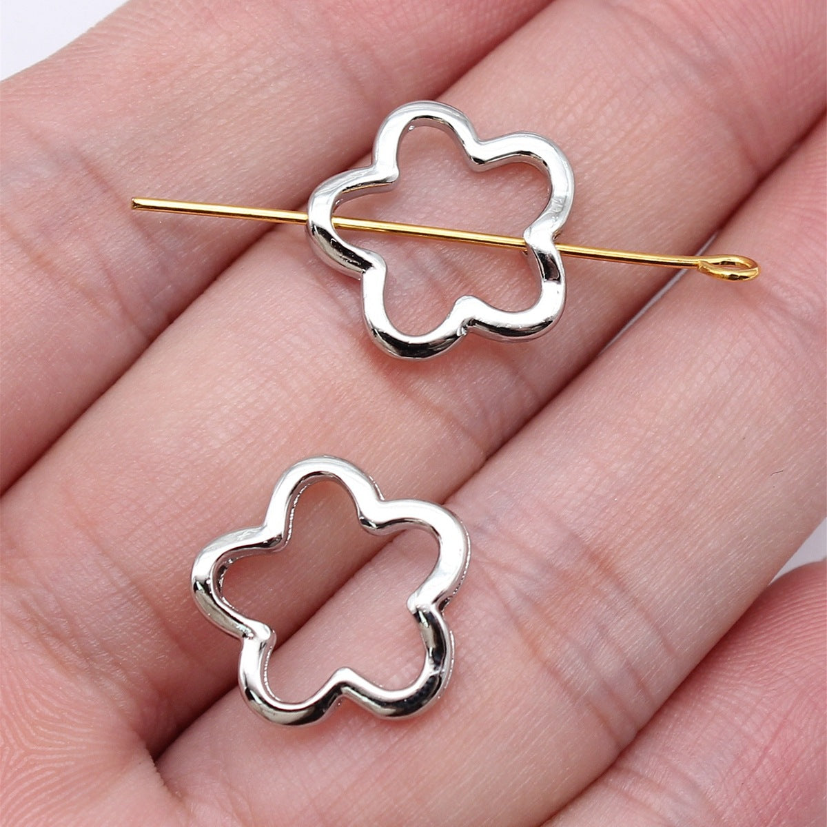 Hollow Flower Metal Beads 16mm Vintage Inspired Openwork 60pcs 4