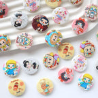 Flat Pop Art Acrylic Beads 25mm Printed Character Design 20pcs 2