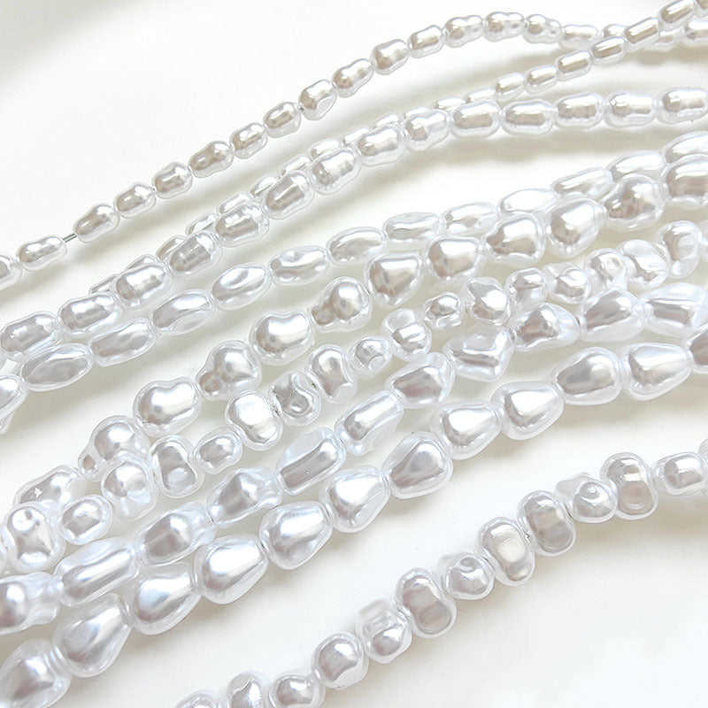 Vintage Shaped Imitation Pearl Acrylic Beads Soft White Luster 10pcs