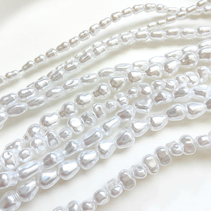 Vintage Shaped Imitation Pearl Acrylic Beads Soft White Luster 10pcs