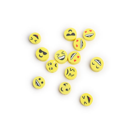 Flat Clay Beads 9mm Yellow Funny Emoji Polymer 100pcs 3
