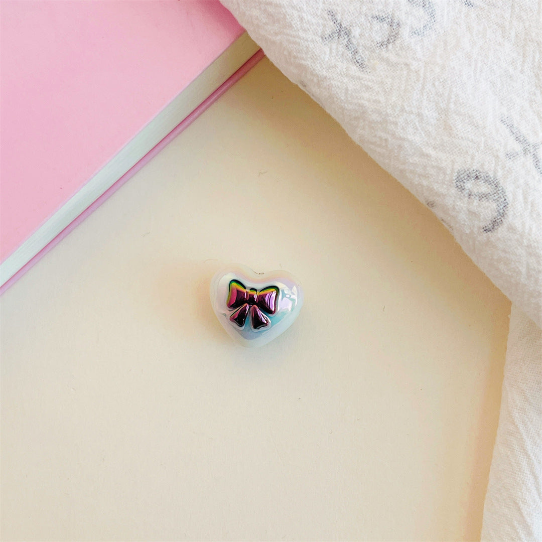 Dual Color Butterfly Bow Heart Acrylic Beads 17mm Glossy Gradient 100pcs 5