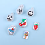 Hand Painted Cartoon Pattern Pearlized Acrylic Beads ABS Plastic 10pcs 4