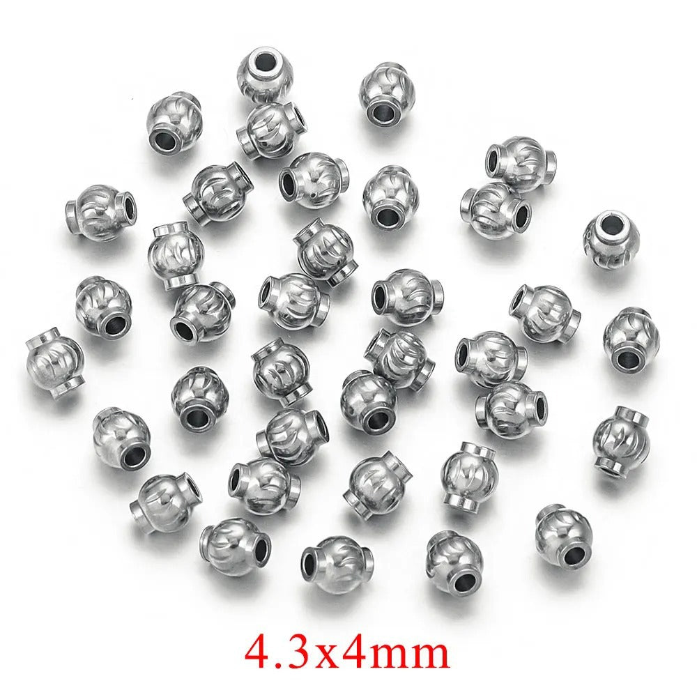 Stainless Steel Lantern Crimp Metal Beads 4/5/6mm Mixed Finish 20pcs 5