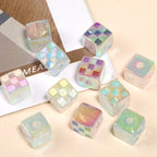 Checkerboard Cube Acrylic Beads 14mm Colorful Mixed 30pcs 4