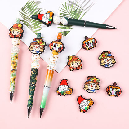 Silicone Focal Beads Scarecrow Autumn Pumpkin With Text Autumn Vibes 20pcs 2