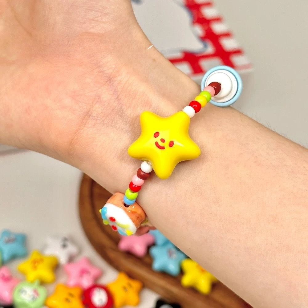 Cartoon Star and Penguin Series Acrylic Beads Printed 10pcs 2