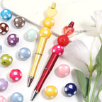 Polka Dot Bubblegum Beads 20mm Colorful Concave Resin Round 10pcs