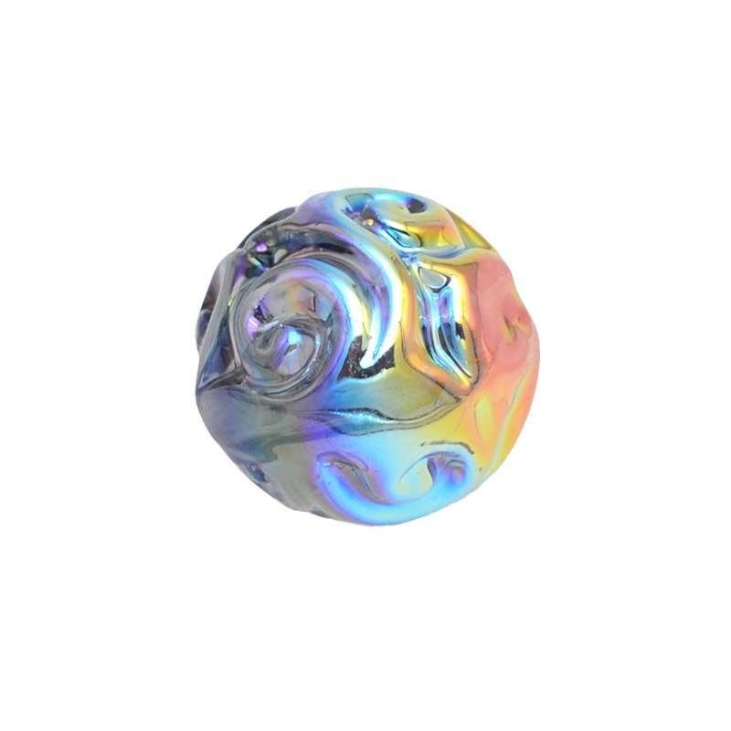 Plating Round Acrylic Beads 16mm UV Embroidered Iridescent 20pcs 5