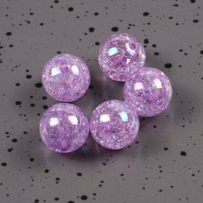 Plating Round Acrylic Beads 16mm AB Colored Crackle 100pcs 18
