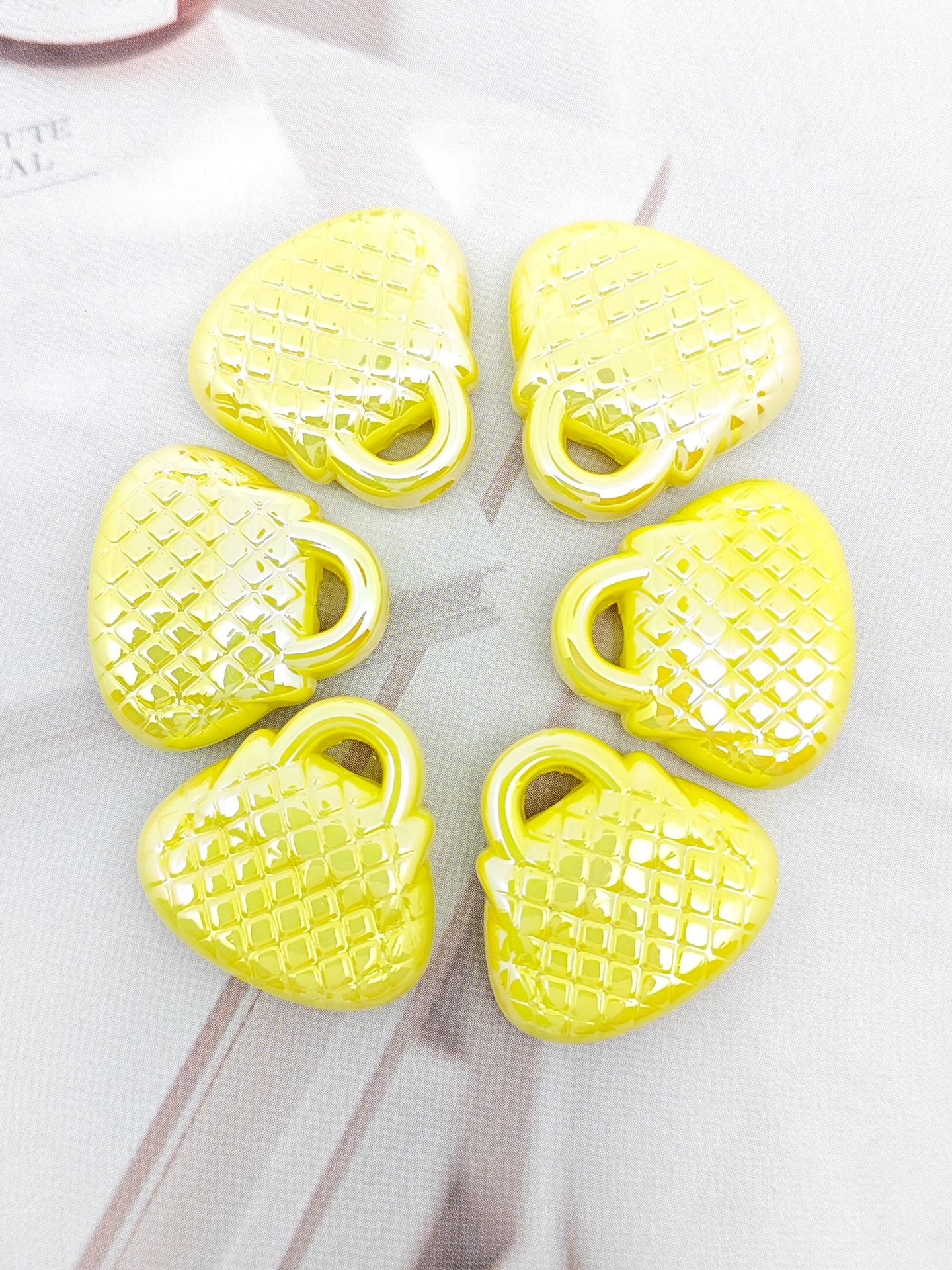 UV Plating Handbag Acrylic Beads 23x22x7mm Pastel Glossy 50pcs 11
